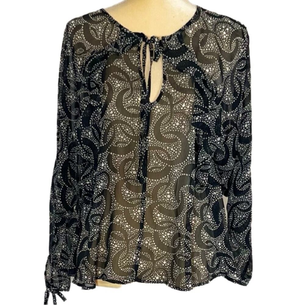 TOPSHOP Women’s Black & White Polka Dot Geo Pattern Blouse Size 6, NWT